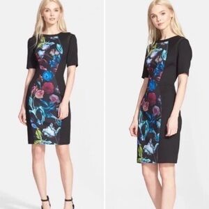 Ted Baker Midnight Bloom Abade Black Floral Tailored Fit Mini Dress 1 US 4